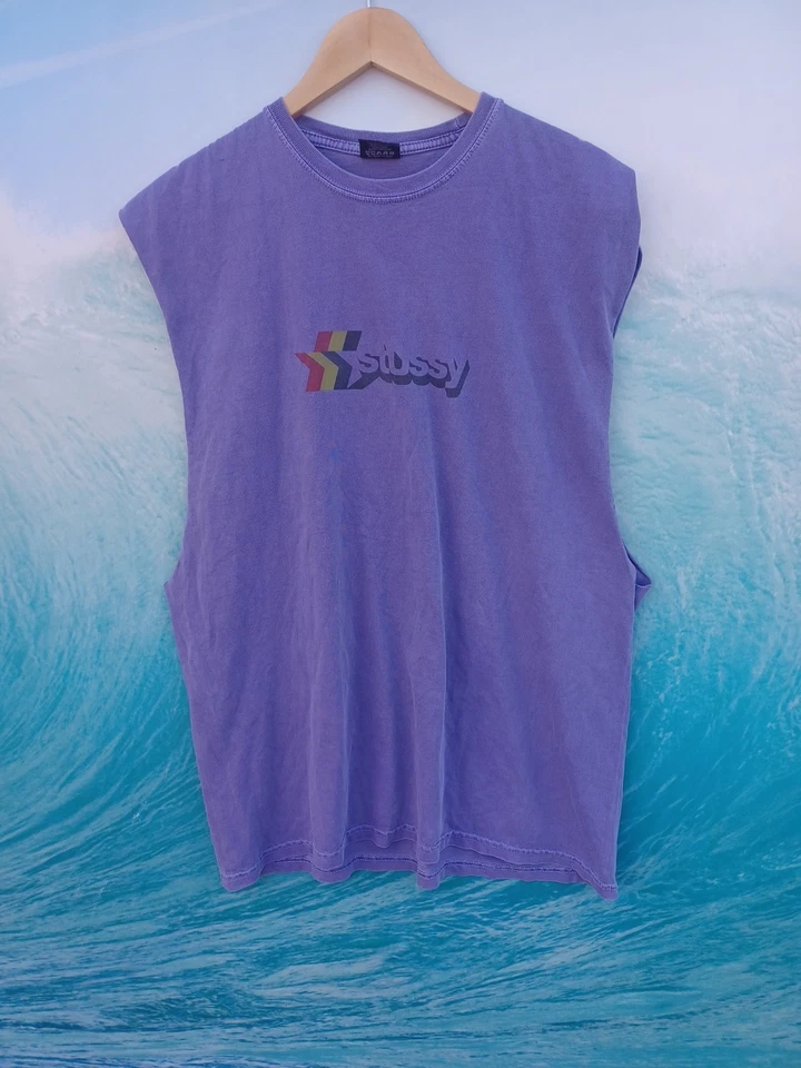 Stussy Muscle Tee Shirt Mens XL Purple Pigment Dyed Bundle Tank Top #0084 - Image 1 of 4