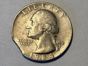 1984 P Washington Quarter, CLIPPED PLANCHET ERROR! - Picture 1 of 16