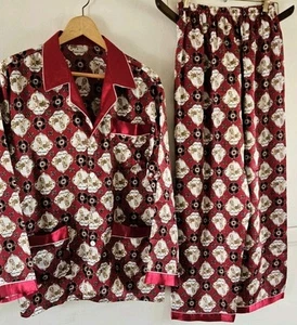 Vintage Chinese Silk Weave Golden Retriever AOP Lounge Pajama Set Mens Sz M - Picture 1 of 14