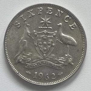 1962 Australian Sixpence 6 Six Pence Silver Coin - Picture 1 of 2