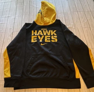 Iowa Hawkeyes Sweater Youth Large Black Yellow Hoodie Nike Therma Fit Pullover - Picture 1 of 10
