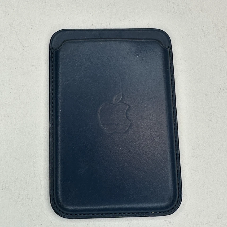 Apple iPhone Leather Wallet with MagSafe Card Holder Navy Blue Case Apple Logo - image 1 of 2