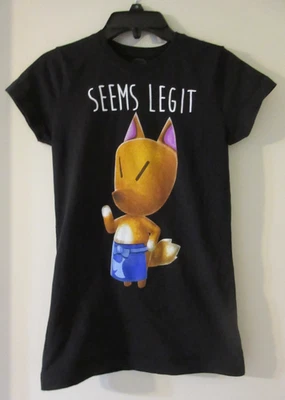 Camiseta Nintendo Animal Crossing parece legítima para mujer talla S negra manga corta Foto 1 de 3