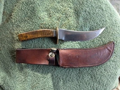 复古 W. Morin 定制固定刀片狩猎剥皮刀带鞘 — 第 1/4 张图片