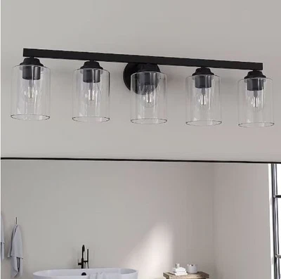 ALLEN + ROTH EMERYSON 31.63" 5 -LIGHT TRANSITIONAL VANITY- MATTE BLACK - Image 1 of 4