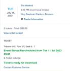 Weeknd concert tickets Brussels Belgium 6:45pm 2023