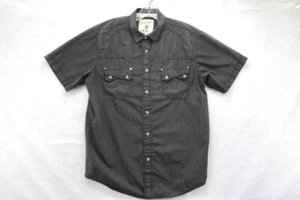 Coastal Mens Shirt L Donut shape Snaps Polycotton Black White Pin stripe - Picture 1 of 10