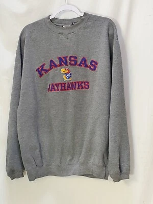 Kansas Jayhawks KU Crewneck Sweater NCAA Adult L Varsity Athletic By Cadre READ - Image 1 of 4