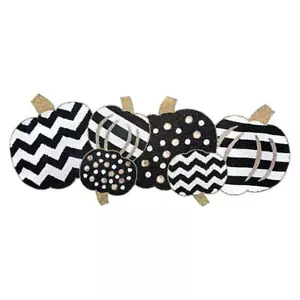 Mackenzie Childs Pumpkin Beaded Table Runner Black & White Designer Fall Decor - Picture 1 of 1