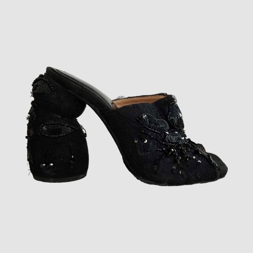 VANS Scarpe sandali Dries Van Noten da donna nere con perline tacco a blocco mule taglia 36