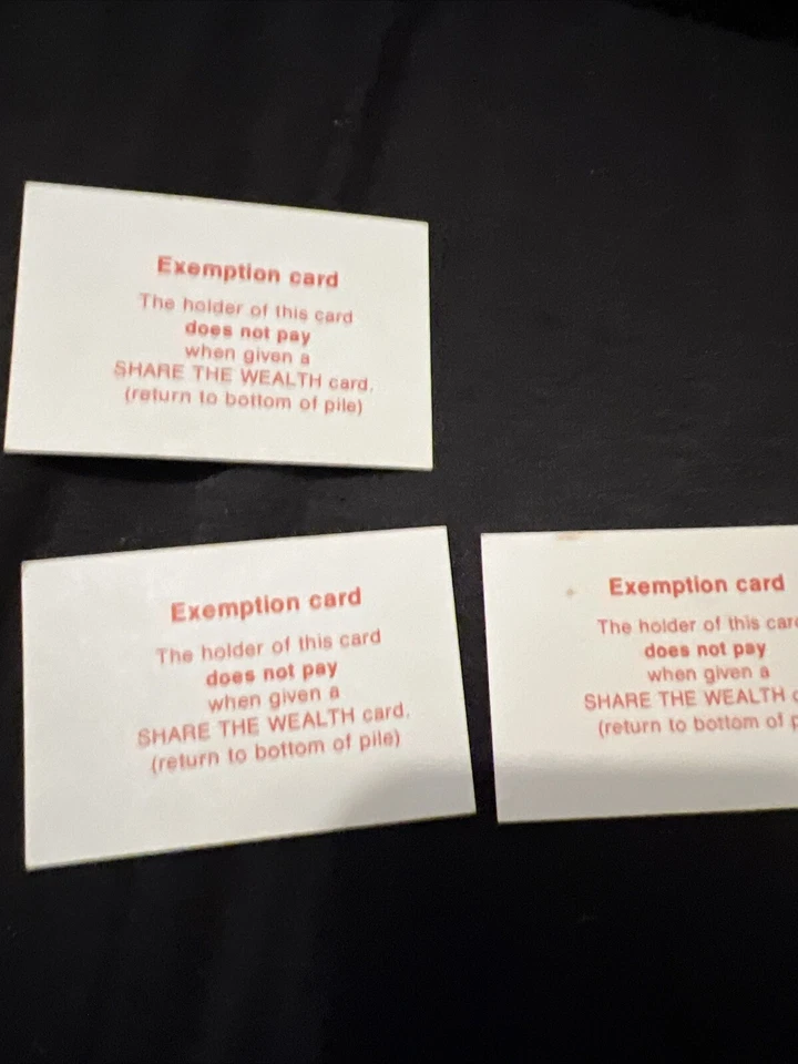 Vintage Game of Life Share the Wealth/Exemption Card Replacement Cards 1981 3 - Image 1 of 1