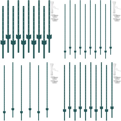 Paquete de 10 postes de valla de metal resistente de 3 pies/4 pies/6 pies/7 pies Foto 1 de 2