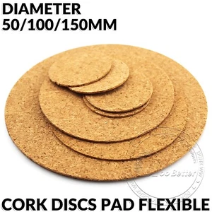 Cork Discs Pad Flexible Round Plate Diameter 50/100/150mm 2mm Thick Mould Sheet - Picture 1 of 5