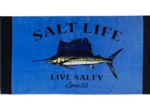 SALT LIFE AZURE BLUE BEACH TOWEL "QUEST" SAILFISH 33" X 40" NWT - Picture 1 of 1