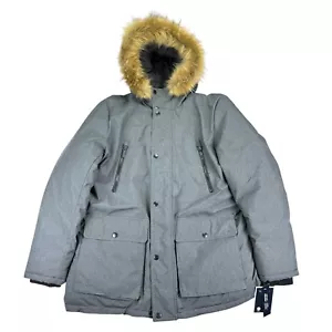 Club Room Mens Removable Faux Fur Hood Parka Jacket Gray XL - Picture 1 of 6