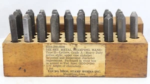 VINTAGE YOUNG BROS. STAMP WORKS INC. 1/8" STEEL GOTHIC LETTER STAMPS - Picture 1 of 5