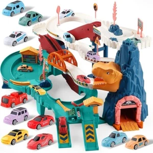King Size Dinosaur Race Track Playset Toys for Kids With 10Mini Car Ramp Track A - Picture 1 of 9