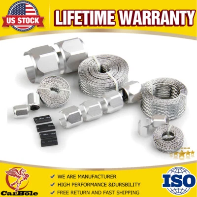 Chrome Radiator Hose Sleeving Stainless Steel Braided Dress-Up Hose Cover Kit - Image 1 of 4