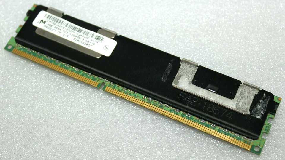 Micron 4GB 2Rx4 PC3-10600R DDR3 ECC Server Memory Ram MT36JSZF51272PZ-1G4G1FE - Image 1 of 1