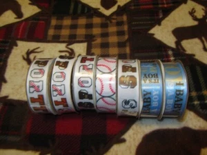 7  Rolls Sports/Boy Theme Grosgrain/Satin Ribbon / 21 Yards Total - Picture 1 of 1