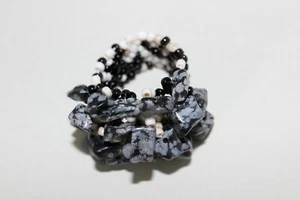 Trendiger Ring Starlight Style schwarz weiß Glasperlen handgefertigt - Picture 1 of 2