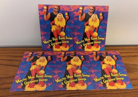 1990'S LOT 5 MACHO MAN RANDY SAVAGE GORGEOUS GEORGE SLIM JIM WCW POSTCARDS RARE Cover