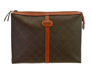 Vintage BALLY Brown Coated Canvas Leather Toiletry Travel Weekender Bag Italy - Picture 1 of 10