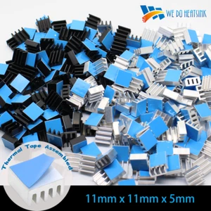 50/100pcs 11x11x5mm Aluminium Heatsink Thermal Tape Assembled for CPU,IC,LED - Picture 1 of 12