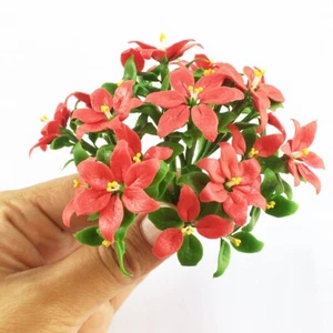 Dollhouse Miniature Flowers 6 Poinsettia Christmas Clay Plants Handcraft Decor - Imagen 1 de 5