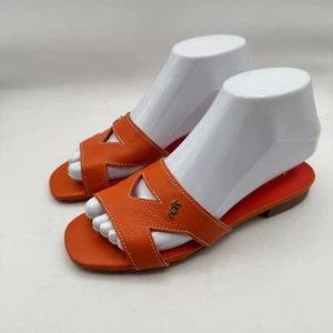 Kurt Geiger Odina Sandals Womens Size US 6.5 Orange Leather Slides - Picture 1 of 12