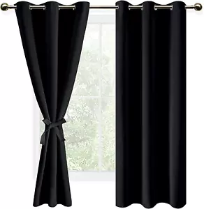 Blackout Curtains with Tiebacks for Bedroom - Set of 2 Panels, 42x63in - Picture 1 of 6