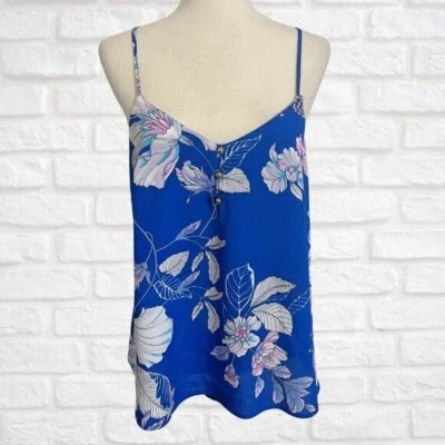 Yumi Kim Blue Floral Spaghetti Strap Tank Top Flowy Size Medium Tropical - Image 1 of 4