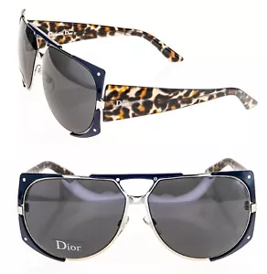 Gafas de sol CHRISTIAN DIOR ENIGMATIC Plata Azul Leopardo Estampado Gran Tamaño - Imagen 1 de 11