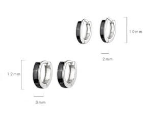 Women Girl 925 Silver Enamel Round Huggie Hoop Earrings Gift 10/12mm D22 - Picture 1 of 15