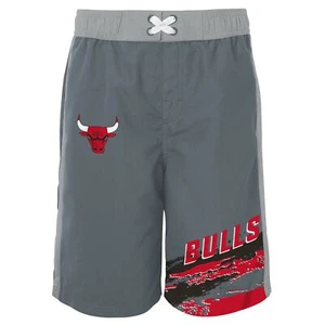 Outerstuff Chicago Bulls NBA Boys Youth (8-20) Heat-Wave Swim Shorts, Grey - Picture 1 of 7