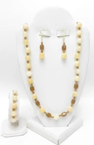 NEW-HONEY CALCITE NECKLACE, BRACELET & EARRINGS 4 PC.  JEWELRY SET-SO PRETTY!! - Picture 1 of 2