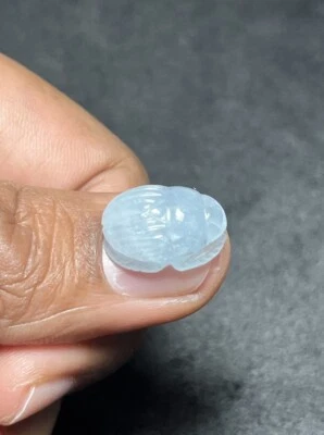 Natural Aquamarine Handcarved Tiny Scarab for jewelry making, Aquamarine jewelry - Image 1 of 4