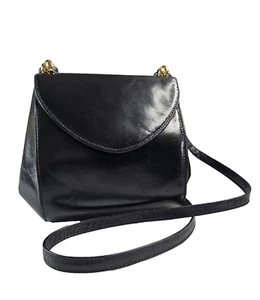 Franco Bellini Leather Square Shoulder Bag Purse Black Made Italy Clasp - Picture 1 of 24