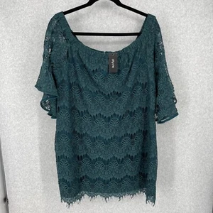 City Chic Womens Bella Lace Dress Size 22 Plus Emerald Green Bell Sleeve NEW - Picture 1 of 13
