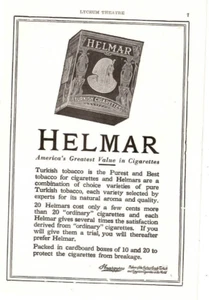 1923 Print Helmar America's Greatest Value in Cigarettes Turkish Tobacco - Picture 1 of 1