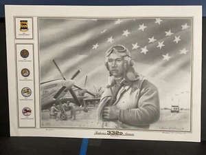 NORMAN L. WILLIAMS Tuskegee 322D AIRMEN RED TAILS SIGNED 32x22 LITHOGRAPH - Imagen 1 de 4