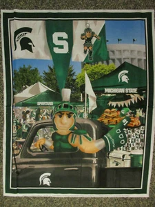 MICHIGAN STATE TAILGATE MSU COLLEGE CHEER COTTON FABRIC PANEL - Picture 1 of 6