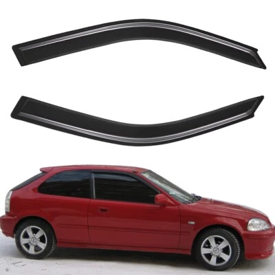 Tape-on Window Visor Vent Shade for 96-00 Honda Civic Coupe/Hatchback 2-Door - Imagem 1 de 4