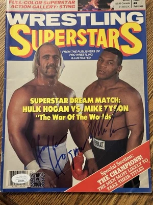 Revista de lucha libre firmada por Mike Tyson Hulk Hogan certificado JSA-Hogan- ver descripción Foto 1 de 4