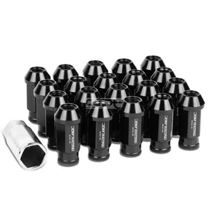 20X M12 X 1.5 LOCKING LUG RACING RIM/WHEEL ACORN TUNER LOCK NUTS+KEY BLACK - Picture 1 of 5