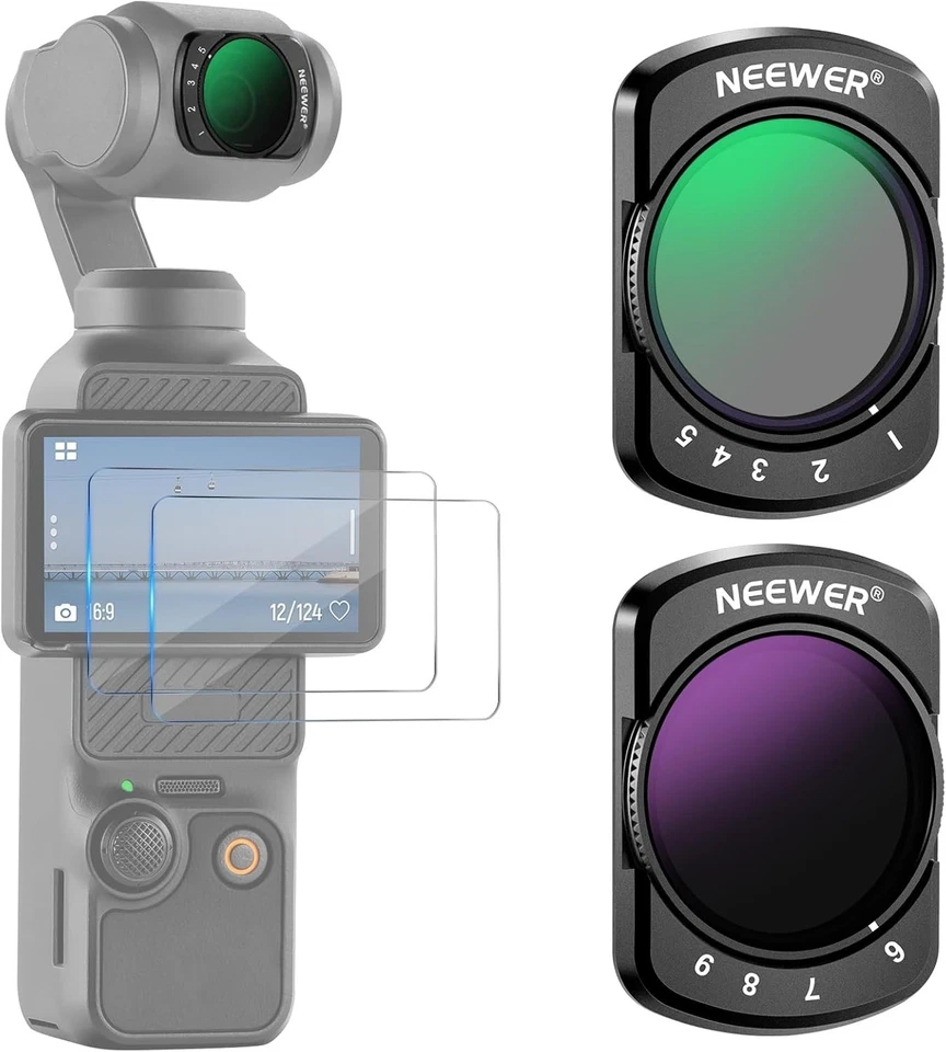 NEEWER 4 Pack Magnetic ND & CPL Filter Kit Compatible with DJI OSMO Pocket 3