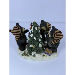 Entzückende Bären Familie Dekoration Weihnachtsbaum Figur Winter Urlaub Szene - Bild 1 von 9