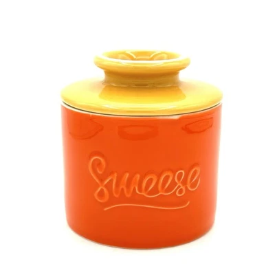 Sweese Red And Yellow Ceramic Butter Bell Crock Keeper French Butter Dish - Image 1 of 4