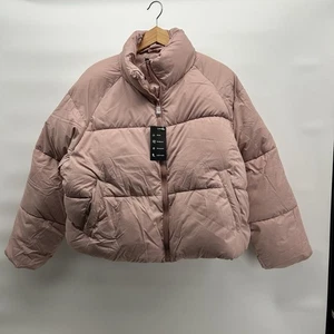 Abrigo acolchado recortado Polu Outerwear para mujer talla XL rosa polvoriento malva nuevo con etiquetas - Imagen 1 de 12