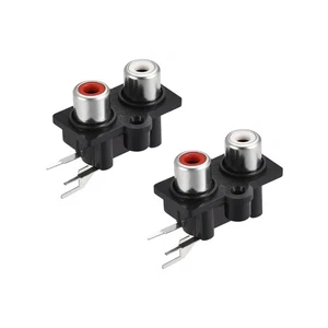 2 x AV Concentric Outlet 2 RCA Female Jack 3-Pin Connectors Socket Panel Mount - Picture 1 of 3